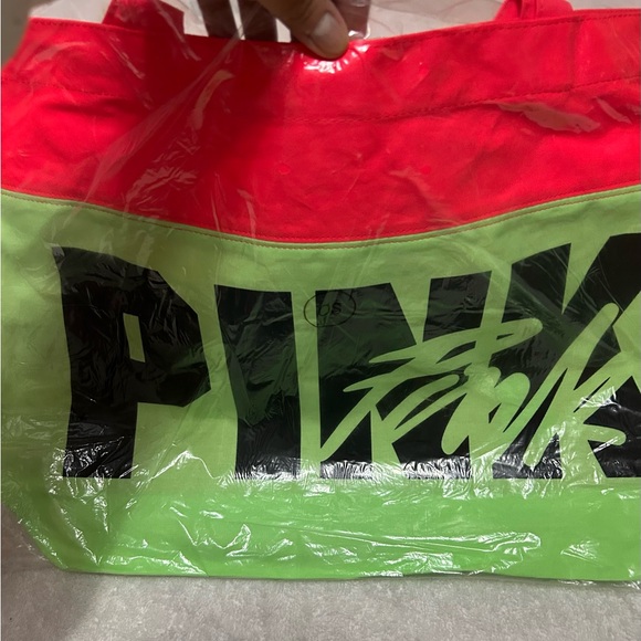 PINK Victoria's Secret Neon 2 Tone Tote Bag NWT - Picture 4 of 4